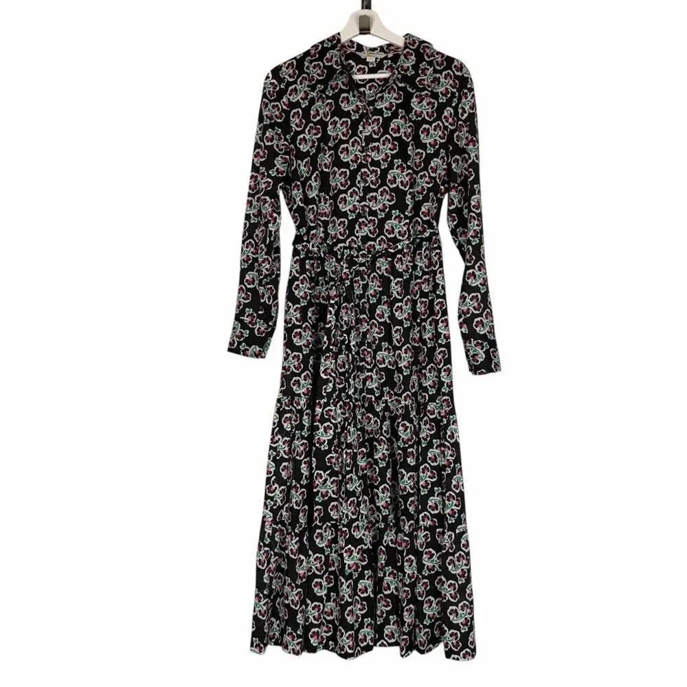 Boden Flo Women’s 10R Tiered Midi Dress Black Floral